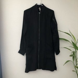 RVCA Black Longline Bomber Jacket